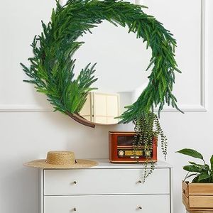 Norfolk grenen slinger, realistisch gevoel, kunstmatige groene slinger voor Kerstmis, vakantie, woondecoratie (1 stuk, 152,4 cm)