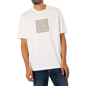 Emporio Armani heren vierkant A|x Armani Exchange Logo Regular Fit Heavy Jersey T-shirt voor heren, Offwhite, M, gebroken wit