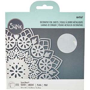 Sizzix Sizzix-664567-Effectz Transfer Sheets Metallic - 10, Aluminiumfolie, Zilver, One Size