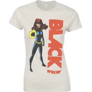 Recovered Marvel Black Widow Graphic Print Ecru Dames Fitted T-Shirt by XL Dames, Ecru, XL, ECRU