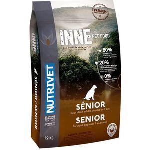 NUTRIVET - INNE HOND - Droogvoer zonder granen - Senior hond - Gevogelte - 80% dierlijke ingrediënten - 12 kg