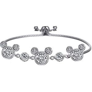 baobei Mickey Mouse armbanden voor haar, kristallen armbanden, sterling zilveren armbanden, Minnie Mouse-armbanden van zirkonia, verstelbare armbanden met oneindigheidssymbool, cadeau voor vrouwen en