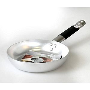 Pentole Agnelli ALMC111BBC20 braadpan, laag, aluminium, 3 mm dik, met roestvrijstalen buissteel ""Cool"", 20 cm, zilverkleurig