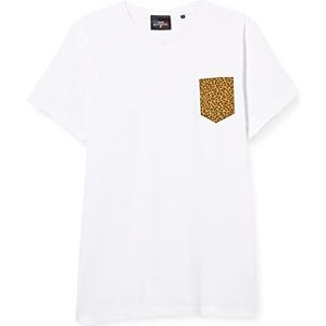 Frenchcool T-shirt, wit, met zakken, motief Felin, Wit.