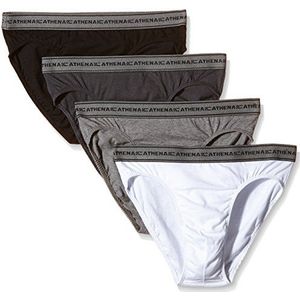 Athena Basic katoenen boxershorts voor heren (4 stuks), Veelkleurig (antraciet/grijs gemêleerd/zwart/wit)