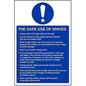 Vsafety Shield ""The Safe Use Of Knives"", van hard plastic, 200 mm x 300 mm, 1 mm