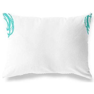 BonaMaison Turquoise-wit, kussensloop voor bed, auto, bank, huis, woonkamer, slaapkamer, woondecoratie, 35 x 50 cm, ontworpen en vervaardigd in Turkije