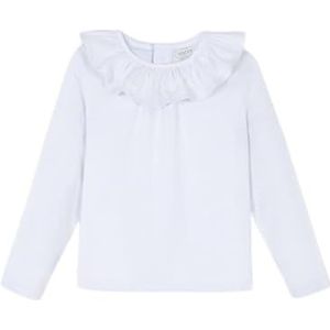 Gocco Camiseta Cuello Volante T-shirt voor meisjes, wit, 5 jaar, Wit.