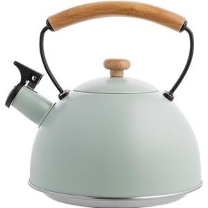 FLORINA Waterkoker van roestvrij staal (2,3 l) I NATURA fluitketel I houten handvat I niet-elektrische waterkoker I ketel inductie, gas I voor thee en koffie I automatisch fluiten I Kleur: mint