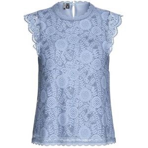 Pieces Pcolline Sl Lace Top Noos Bc T-shirt voor dames, Kentucky Blue.