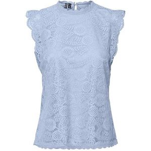Pieces Pcolline SL Lace Top Noos BC T-shirt voor dames, Kentucky Blue, L, Kentucky Blue