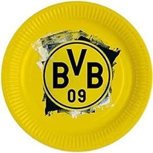 Amscan 9908525-66 BVB borden Ø 23 cm papier Borussia Dortmund papieren borden wegwerpborden servies voetbal party verjaardag