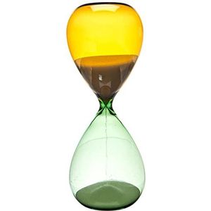 TFA Dostmann Zandloper spel - 15 minuten looptijd, geschikt voor decoratie, glas, oranje-groen gekleurd, ideaal als cadeau
