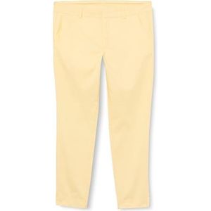 KAFFE Women's Trousers Cropped Length Slim Fit Mid Rise Regular Waist Pants Femme, Pale Banana, 46