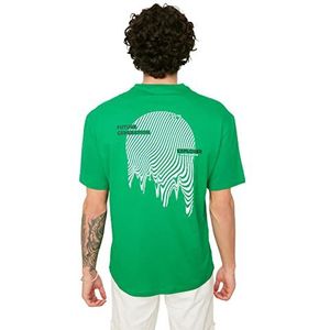 Trendyol T-shirt tissé basique à col rond pour homme Coupe décontractée, Vert, L