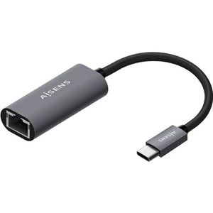 AISENS De USB 3.1 Gen1 USB-C naar Gigabit Ethernet converter 10/100/1000 Mbps, grijs, 15 cm