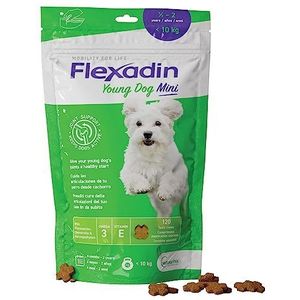 Vetoquinol Flexadin Young Dog mini - Aanvullend voer voor puppy's van kleine honden, ter ondersteuning van het gewrichtsmetabolisme - smakelijk - 120 tabletten - 180 g