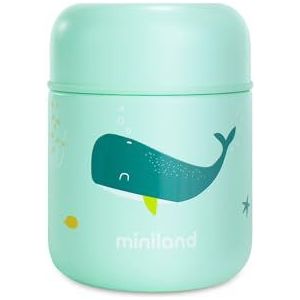 Miniland - Thermosfles voor baby's, 280 ml, van roestvrij staal, houdt de temperatuur meer dan 24 uur, luchtdichte sluiting en dubbelwandige isolatie (Whaley)