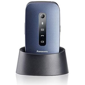 Panasonic KX-TU550EXC 4G Essentials Clamshell mobiele telefoon voor senioren, 1,2 MP camera, seniorentelefoon met groot 2,8 inch scherm, 300 uur standby-tijd, blauw