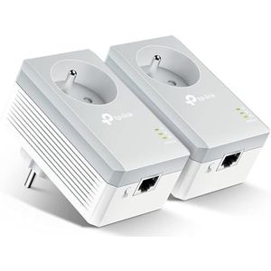 TP-Link Powerline AV500 (500 Mbps), TL-PA4015PKIT, 1 Fast Ethernet-poort, Ingebouwd stopcontact Franse versie, Set van 2 (alleen CPL) Wit