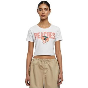 Miss Tee Mst011-Peaches Cropped Tee Dames T-shirt (1 stuk), Wit