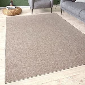 THE RUGS Modern laagpolig tapijt voor woonkamer, slaapkamer, eetkamer, entree, pluisvrij (beige, 80 x 300 cm)