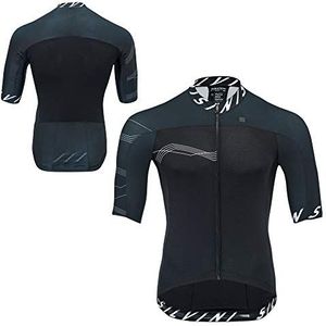 SILVINI Stelvio Fietsshirt voor heren, korte mouwen, volledige ritssluiting, fietsshirt met korte mouwen, fietsshirt voor heren, zwart.