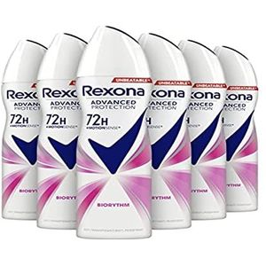 Rexona Women Advanced Protection Biorythm anti-transpirant spray, biedt tot 72 uur bescherming tegen zweet en lichaamsgeur, 6 x 150 ml, voordeelverpakking