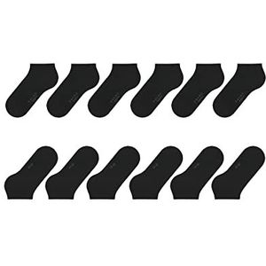 FALKE Happy 6 Pack W SN katoen effen set van 6 paar, lage sokken voor dames, zwart (Black 3000), 35-38, Zwart (Zwart 3000)