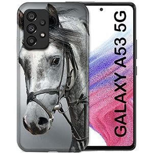 Beschermhoes voor Samsung Galaxy A53 5G, motief paard, wit