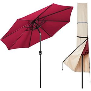 Mondeer Parasol 3 m met afdekking - Met zwengel - Kantelbaar - UV-bescherming - Voor buiten, tuin, zwembad, balkon, terras, strand - Rood, 3 m, modern, Rood, Modern