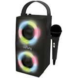 Lexibook iParty-luidspreker draagbare Bluetooth micro, karaoke, lichteffecten, draadloos, USB, SD-kaart, oplaadbare batterij, zwart, BTP180BKZ, slechts één maat