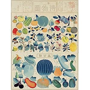 Kato Chikusai wandafbeelding zonder lijst, motief groenten en fruit