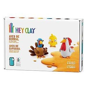 Bizak Hey Clay Medium Pack boerderijvogels, boetseerklei en applicatie met handleiding voor het vormen en spelen, cadeau voor jongens en meisjes vanaf 3 jaar, (64240020)