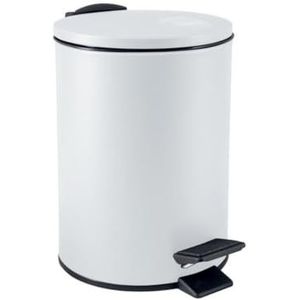 Spirella Pedaalemmer Cannes - wit - 3 liter - metaal - L17 x H25 cm - soft-close - toilet/badkamer