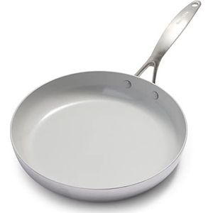 GreenPan Venice Pro Braadpan, 3-laags, roestvrij staal en keramiek, antiaanbaklaag, 30 cm, PFAS-vrij, meerlaags, inductie, ovenbestendig, zilverkleurig