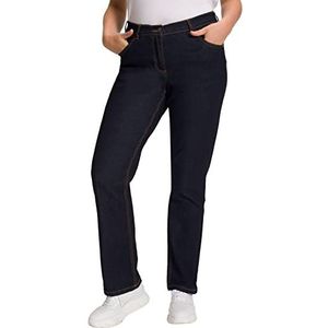 Ulla Popken Basic shirt met lange mouwen voor dames, ronde hals, Donkerblauwe jeans