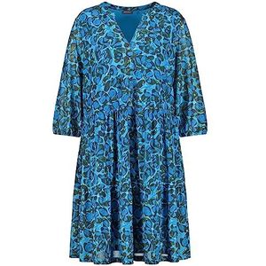 Samoon Tuniekjurk voor dames met 3/4 mouwen, elastische zoom, gebreide tuniekjurk, tuniekjurk, knielang, lichtblauw, 48/plus size, Lichtblauw patroon