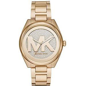 Michael Kors Janelle Dameshorloge, behuizing 42 mm, driewijzer uurwerk, roestvrij stalen armband, Kleur: goudkleurig., MK7088