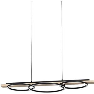 EGLO Boyal Led-hanglamp met 3 vlammen, dimbaar, hanglamp van metaal, hout, kunststof, eettafellamp in zwart, bruin, wit, woonkamerlamp hangend,zwart, bruin.