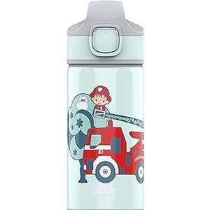 SIGG Fireman drinkfles voor kinderen (0,4 l) vrij van schadelijke stoffen met lekvrije deksel, aluminium fles met rietje, blauw