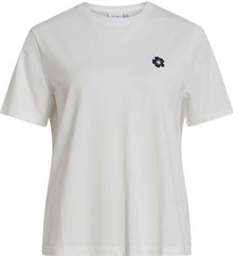 VILA Visybil Flower O-hals S/S Visybil Flower T-shirt ronde hals S/S dames (1 stuk), Sneeuwwitje, L
