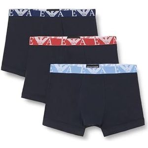 Emporio Armani Bold Monogram Trunk Trunks Heren 3 stuks, marineblauw/marineblauw