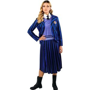 Rubie's Wednesday Nevermore schooluniform kostuum voor dames, blauw, S