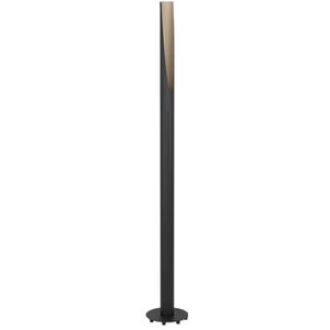 EGLO Barbotto vloerlamp, elegante staande lamp, woonkamerlamp van zwart staal en natuurlijk hout, warm wit, 137 cm