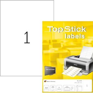 TopStick 8410 universele etiketten A4 groot (210x297mm, 800 vellen, papier, mat) zelfklevend, bedrukbaar, permanent klevend adresstickers, 800 zelfklevende etiketten, wit