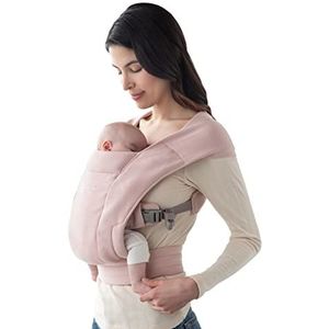 Ergobaby Embrace Babydrager voor pasgeborenen, fysiologisch en ergonomisch, extreem zacht, poederroze