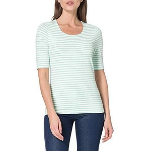 Gerry Weber EcoVero T-shirt voor dames, korte mouwen, 1/2 strepen, groen/ecru/wit