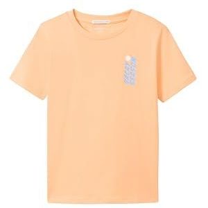 TOM TAILOR 1042415 Kinder-T-shirt met print op de rug voor jongens (1 stuk), 35296 - Abrikoos oranje glanzend