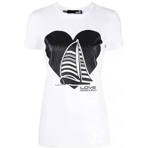 Love Moschino Slim Fit T-shirt met korte mouwen voor dames, Wit.